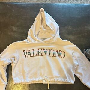 Valentino White Hoodie with Multicolor sequined Logo